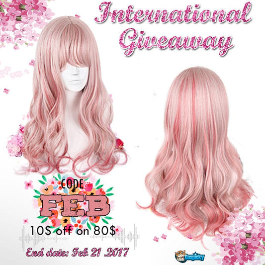 Lolita Pink Long Curly Wig Giveaway