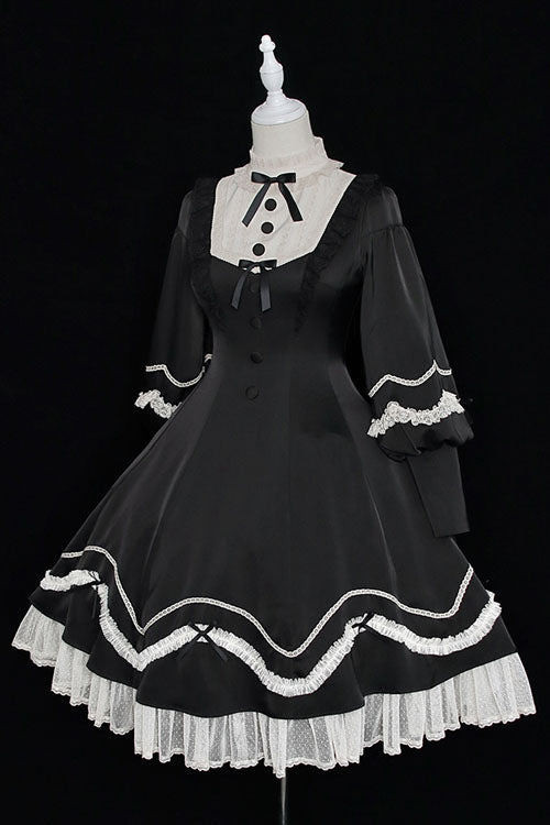 Alice Girl Andrea Ruffled OP Dress - Solid Bowknot Sweet Lolita