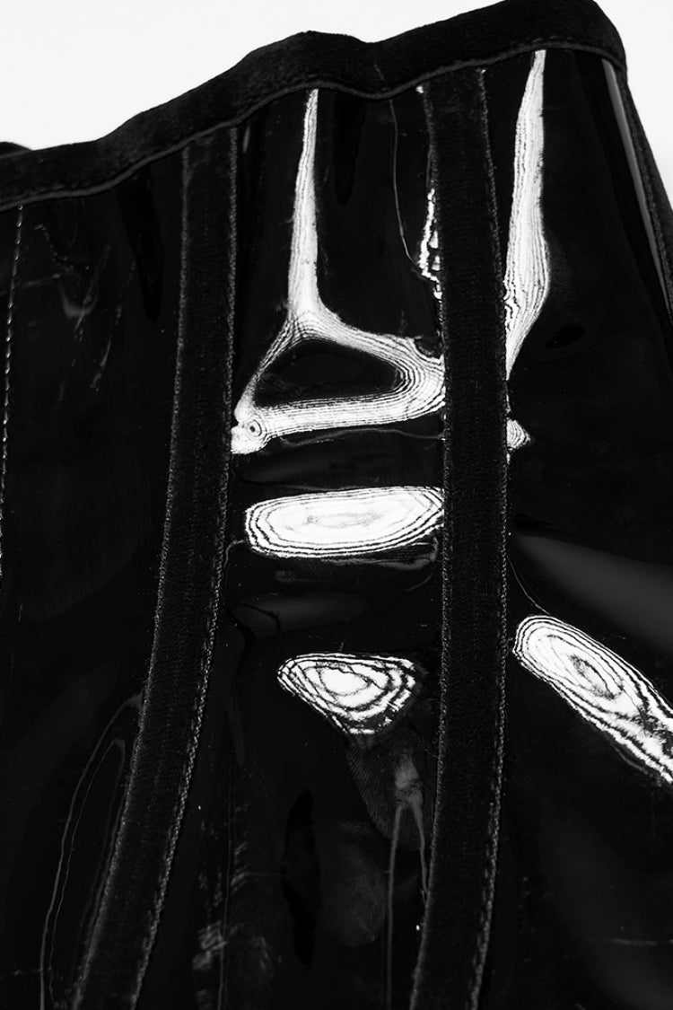 Glossy Vinyl Underbust Corset for Gothic Women
