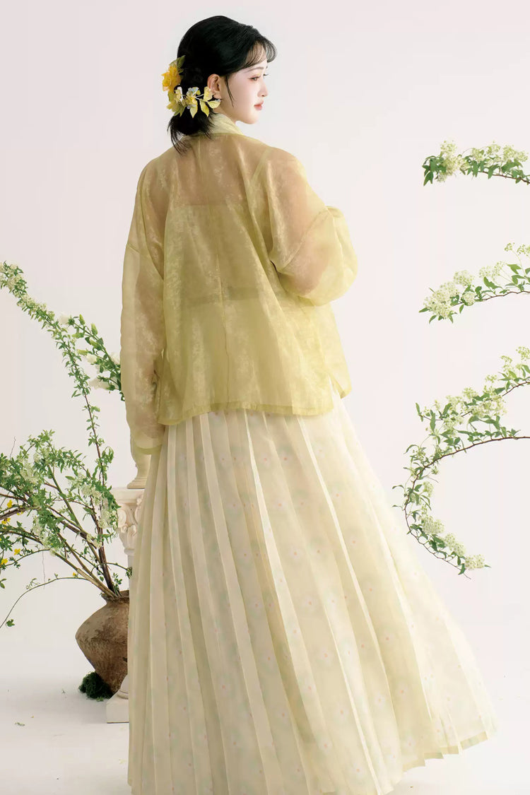 Green Apricot Embroidered High-Waist Hanfu Set