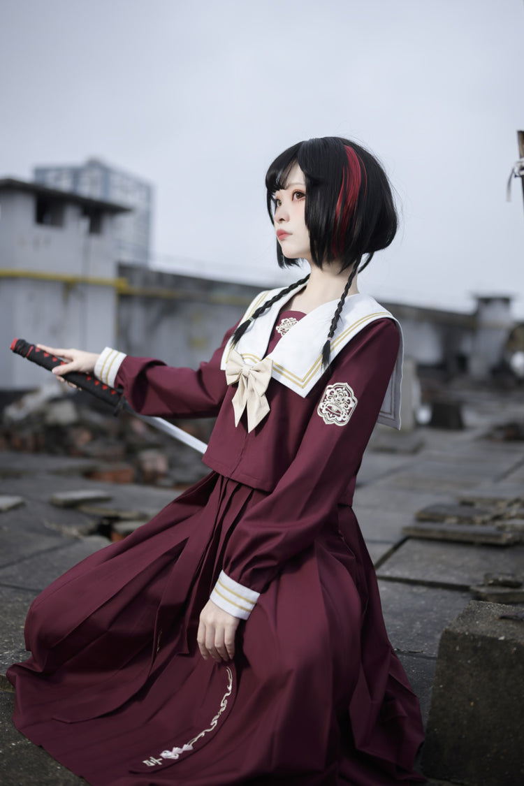 College Style Ribbon Sweet Lolita Skirt Ensemble
