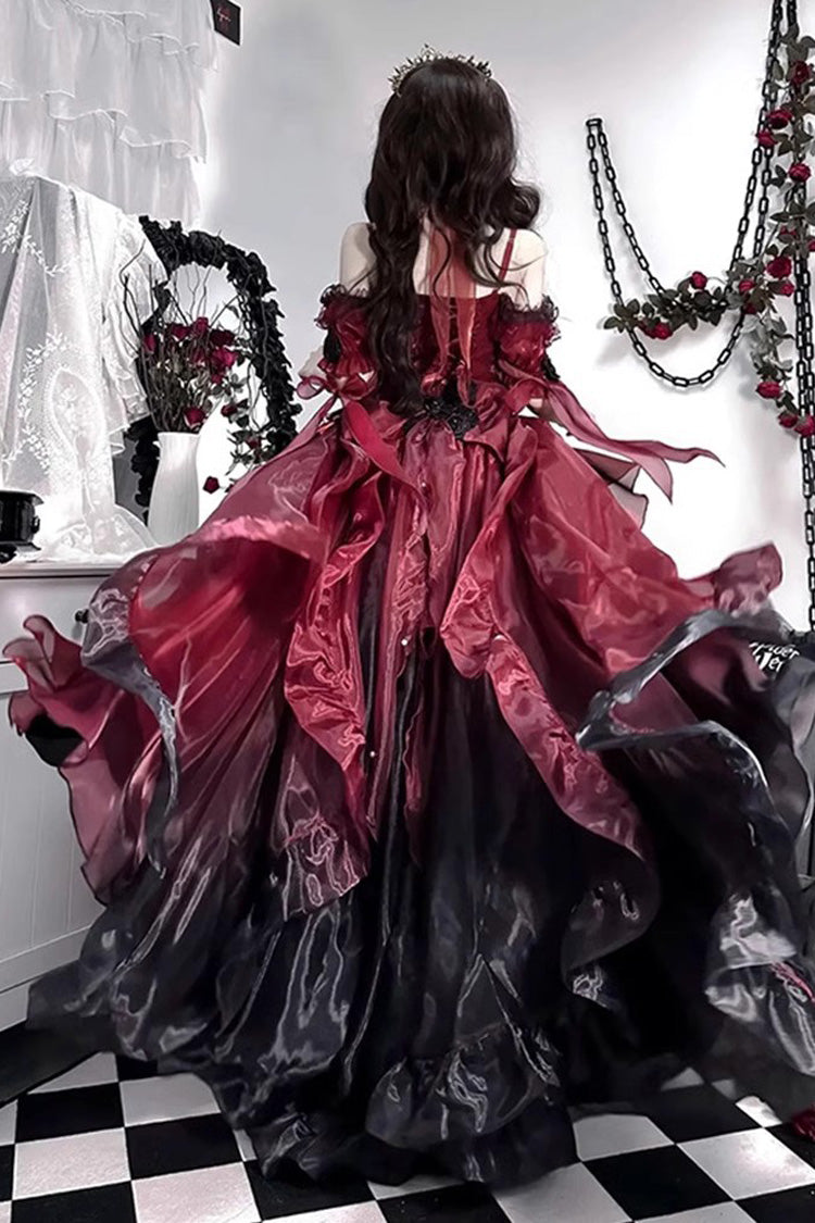 Red/Black Asymmetric Bow Gothic Princess Jsk Dress