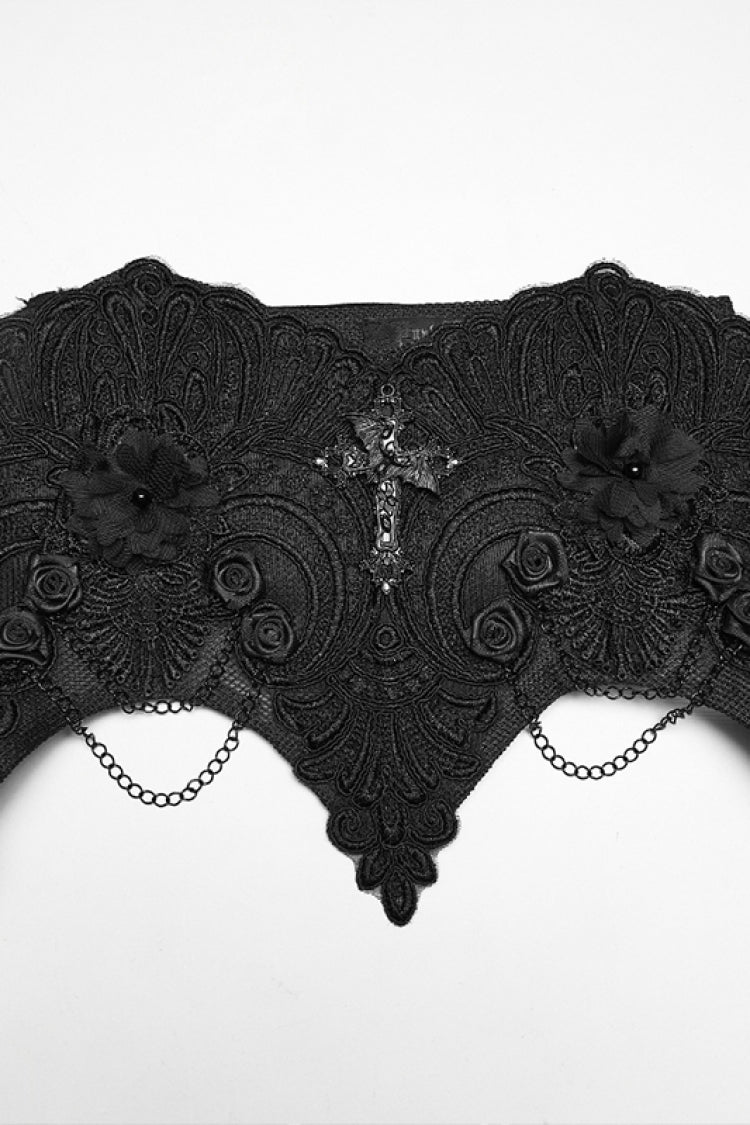 Elegant Luxurious Gothic Underbust Corset with Chain & Lace-Up Detail