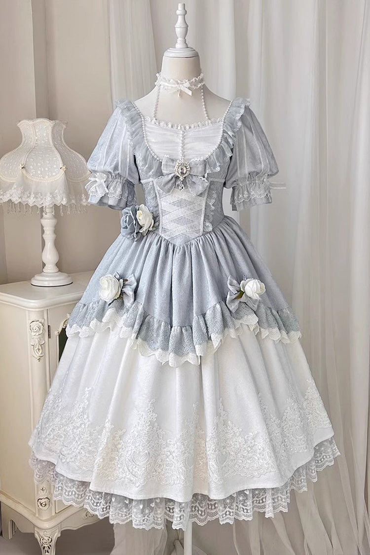 Fairytale Dance Embroidered Bow Lace Elegant Princess Lolita Dress