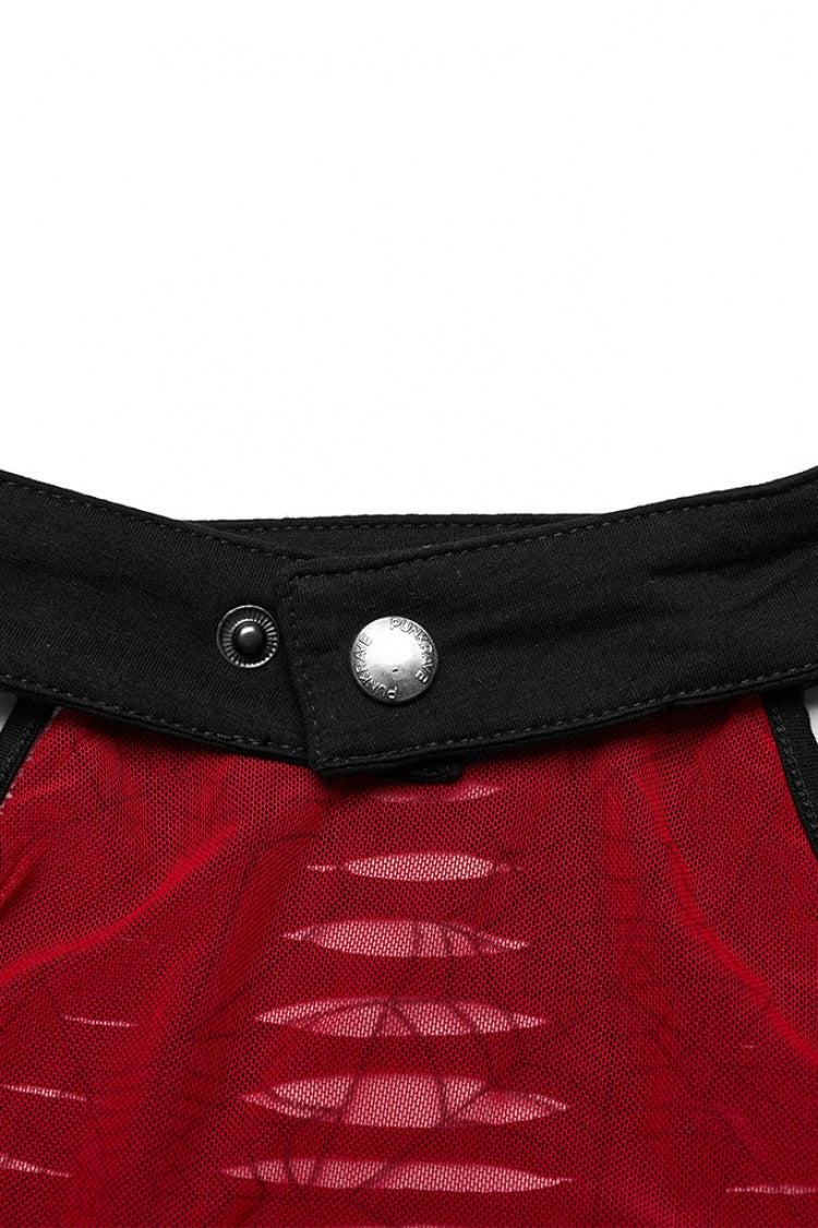 Spider Print Hollow Stitching Ripped Steampunk Vest