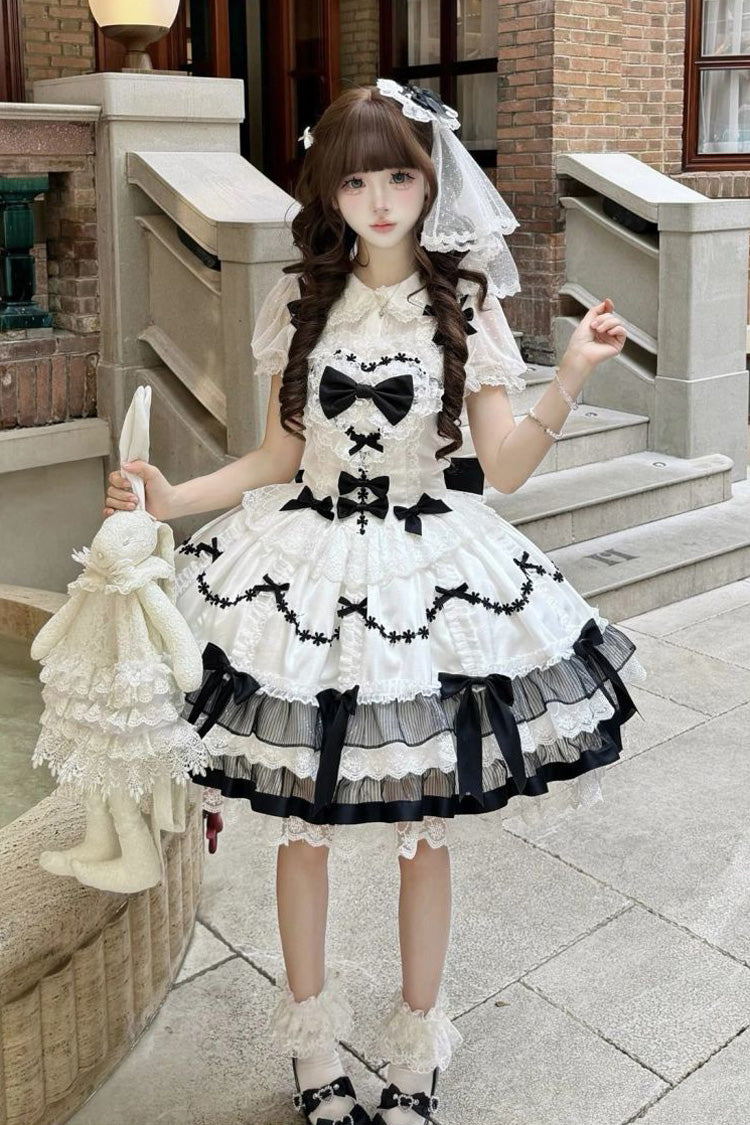 Scarlet Heart Cocoa Sleeveless Triple-Layered Ruffle Bow Lace JSK
