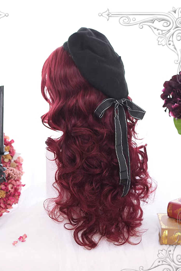 Classic Dark Red Long Wool Curly Lolita Wig