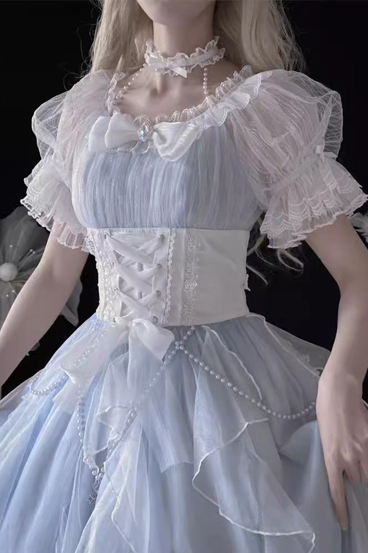 Azure Mermaid Hanayome Sweet Dress with Ruffled Short Sleeves