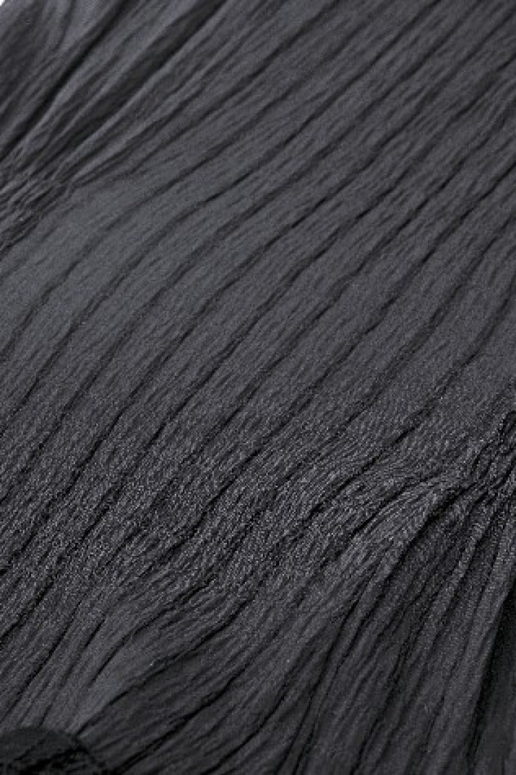 Gothic Sleeveless Black Lace Bow-Accented High-Neck Triple-Tiered Hem Long Dress