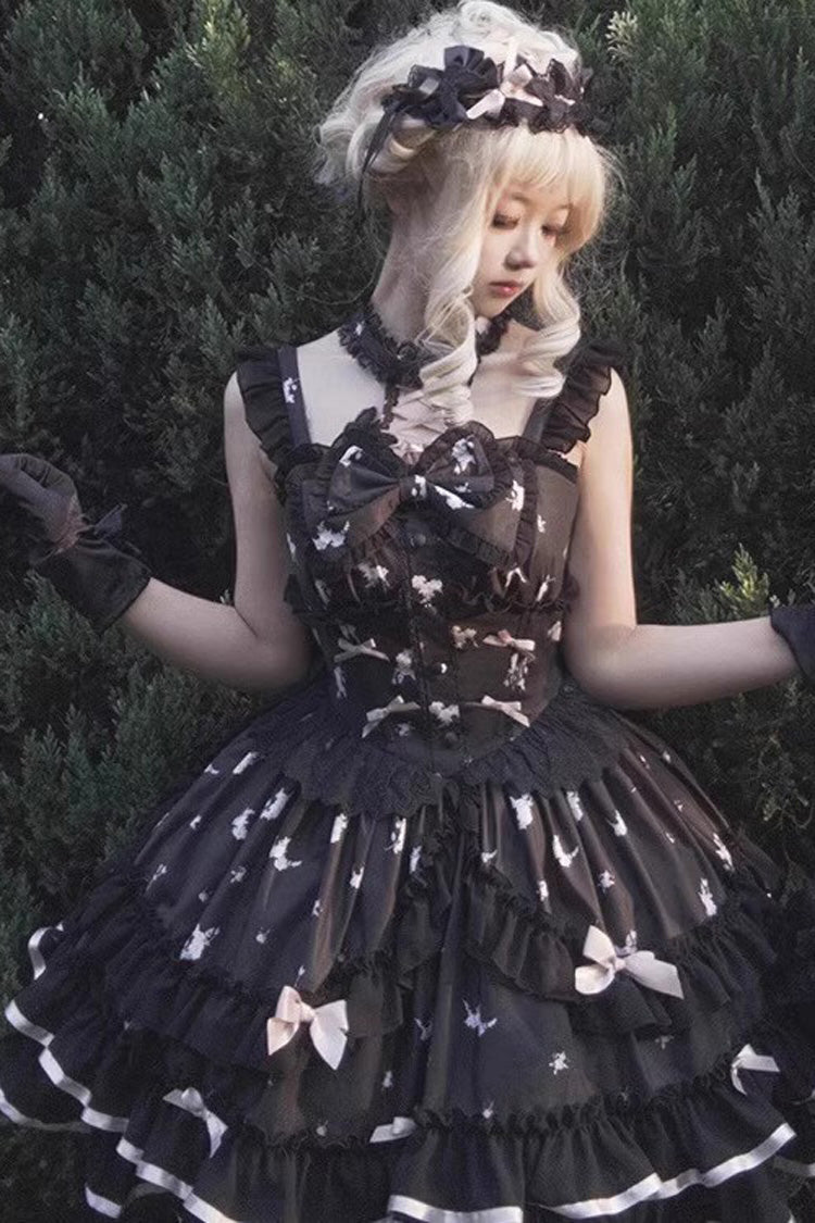 Nocturnal Bow-Adorned Sleeveless Layered JSK - Eros Kiss
