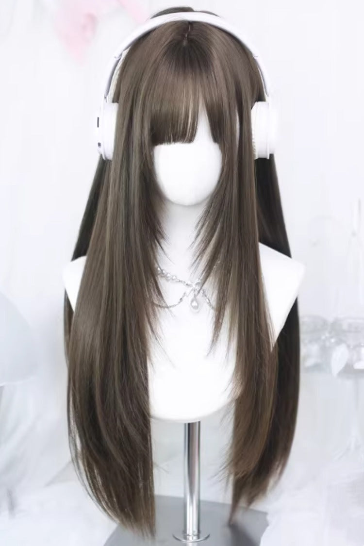 Sweet Lolita Long Straight Wig with Air Bangs