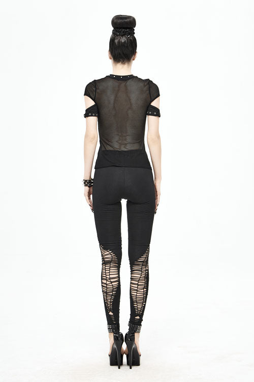 Stretchy Rock Mesh Top with Short Sleeves
