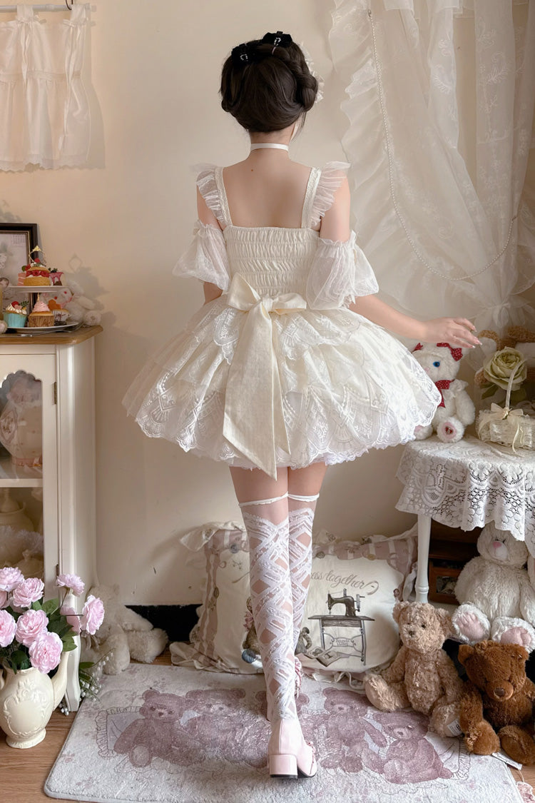 Ivory Triple-Layer Sweet Skirt with Bow - Tidal