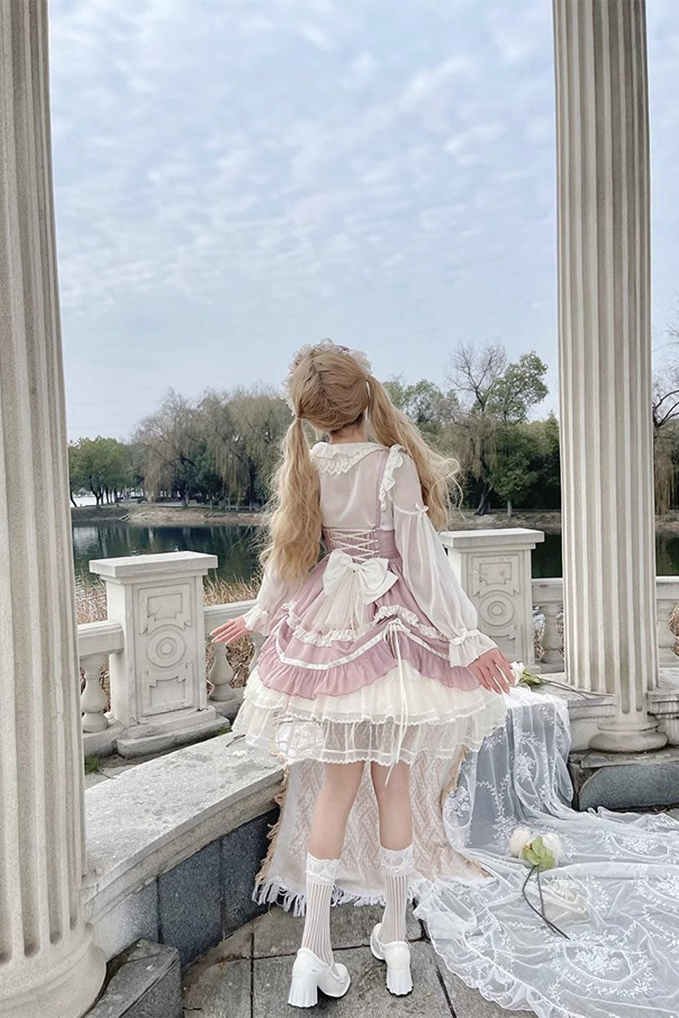 Pink Dancing Light Ruffle Embroidered Lace Lolita Dress