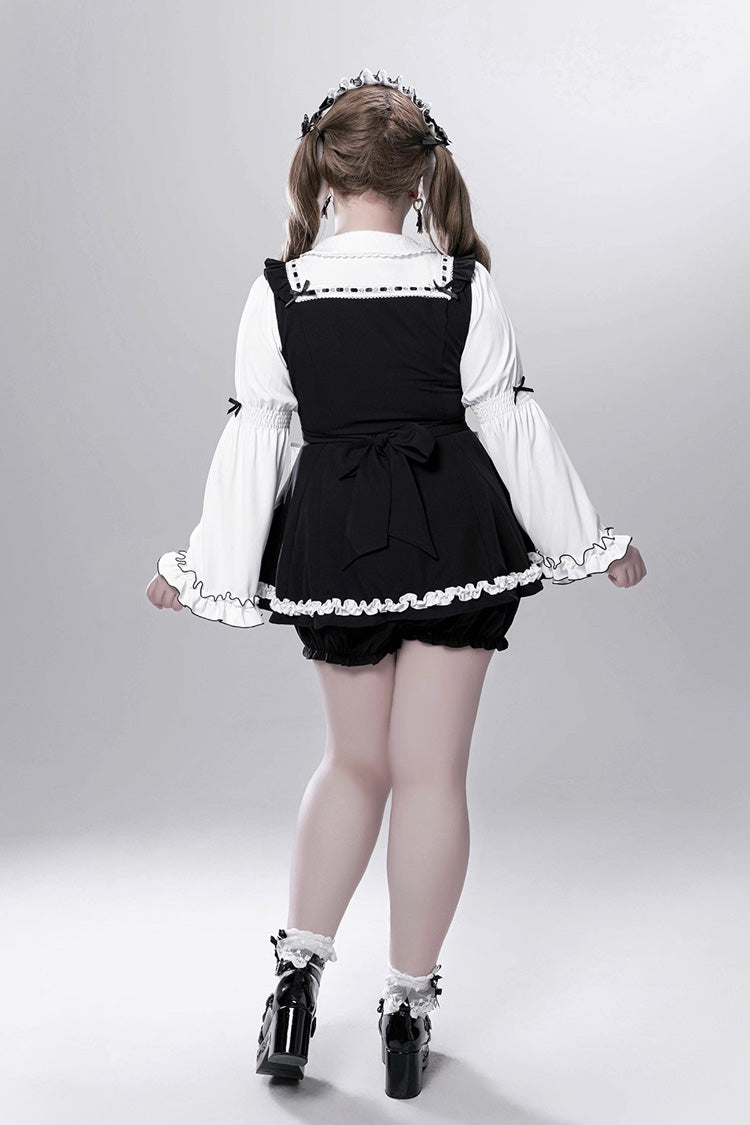 Maid-Style Jirai Kei Dress with Detachable Apron and Ruffle Bow