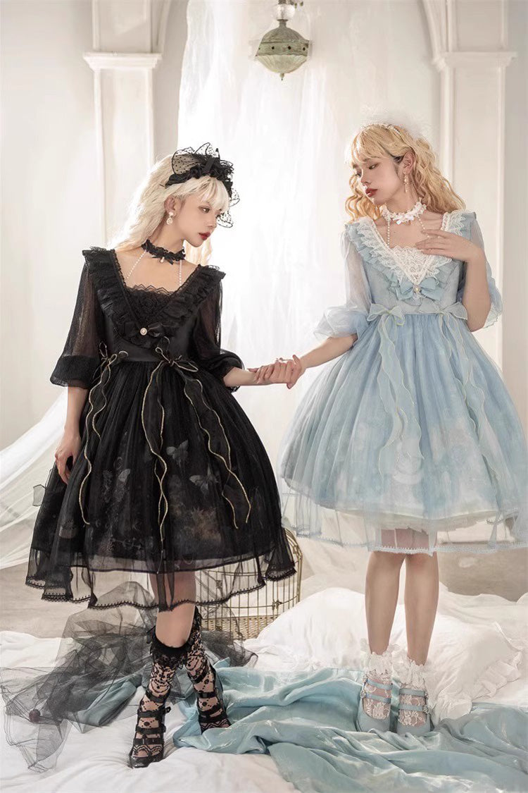 Planet Butterfly Printed Gothic Lolita Dress - Bowknot Classic
