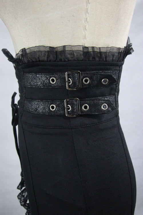 Seductive Gothic Asymmetric Skirt with Fishtail Hem & Split, Skinny Fit