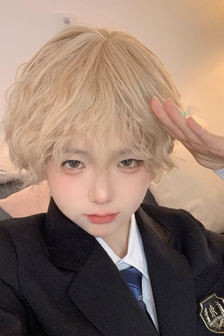 Sand Gold Short Ouji Wig with Natural Tin Foil Perm