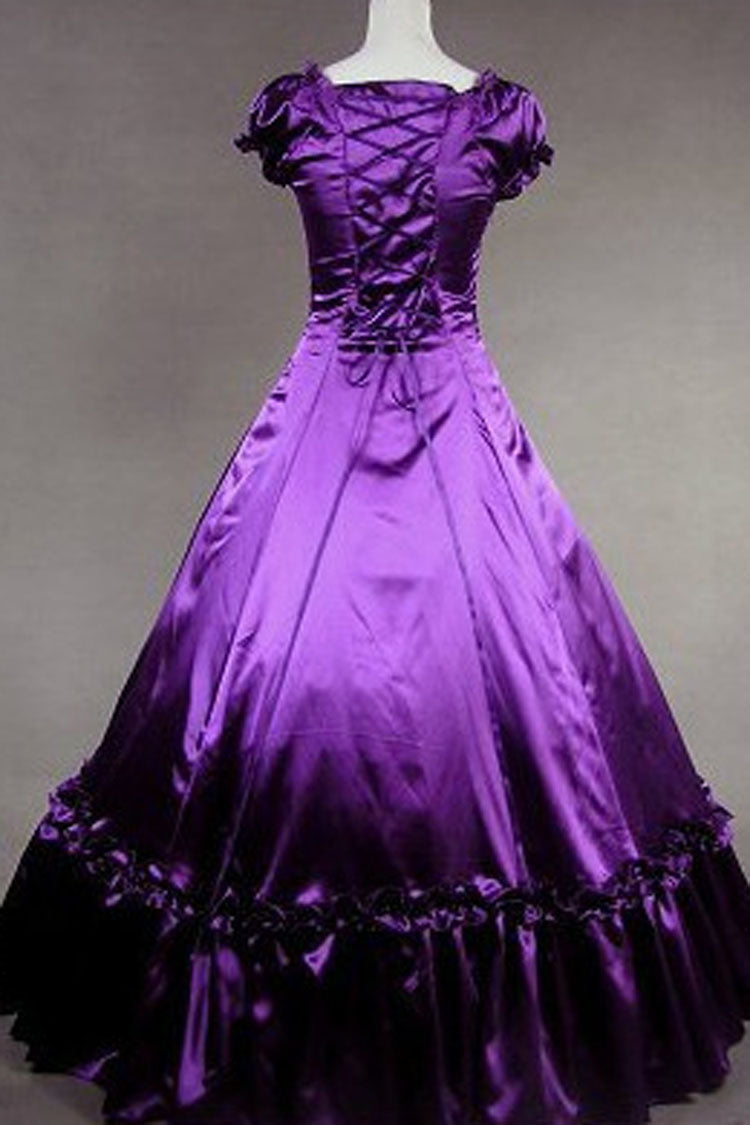 Purple Square Collar Sleeveless Victorian Dress
