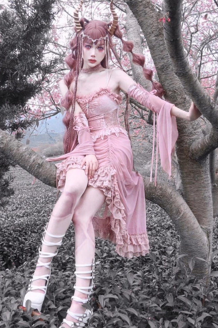 Cherry Gothic V-Neck High-Waist JSK