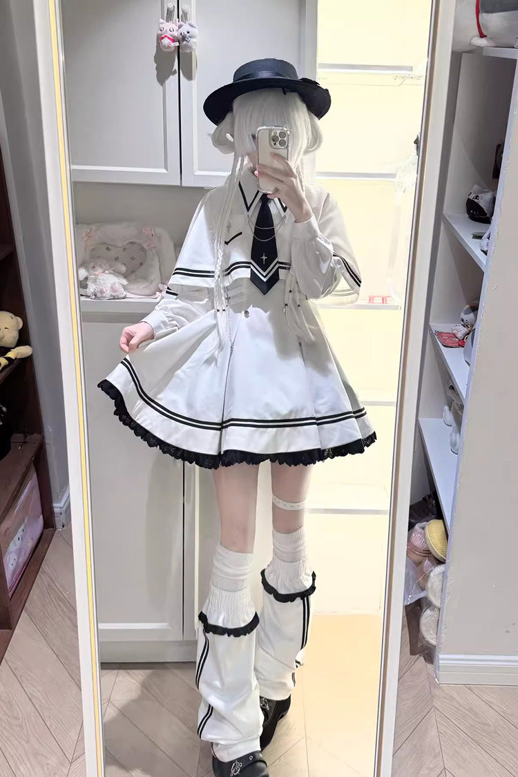 Long-Sleeve Ruffled Chain Gothic Jirai Kei Dress Set - Starlight Command