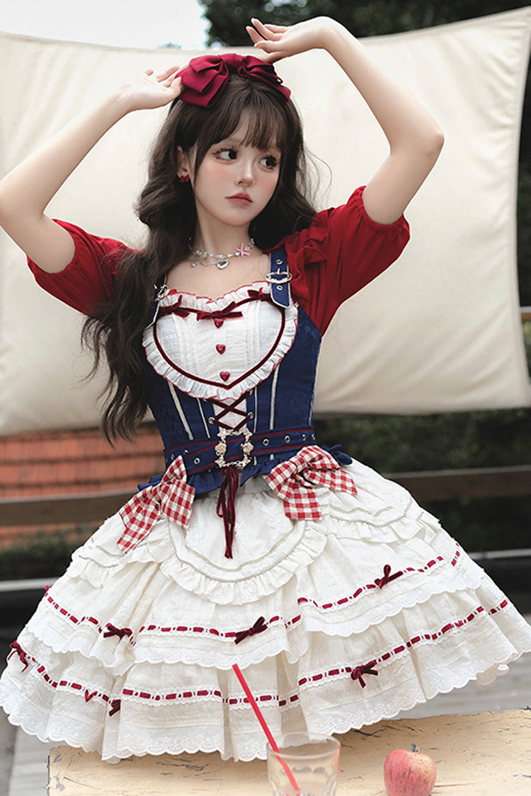 Patriotic Fairy Tale Layered Ruffled Bow Princess Lolita Skirt Set