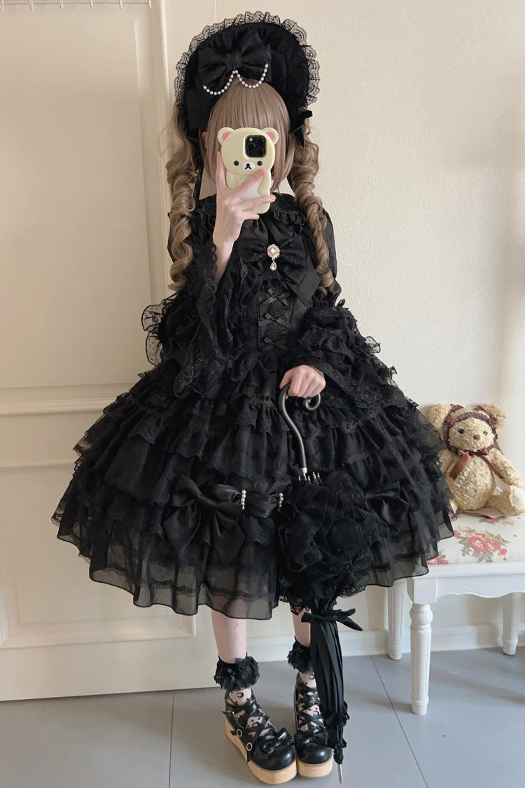 Noir Doll Multi-Bow Lace Princess Gown - Dream Prologue