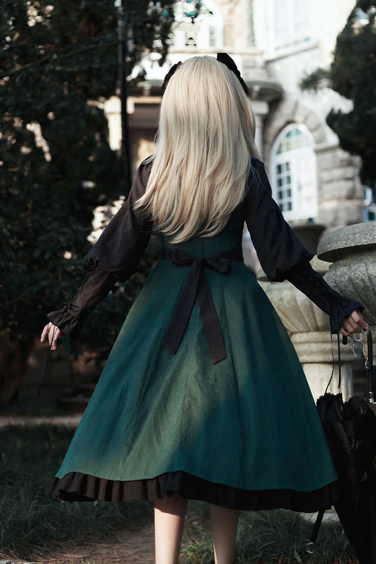 Green Long Sleeve Bow Sweet Lolita Set - Potions School