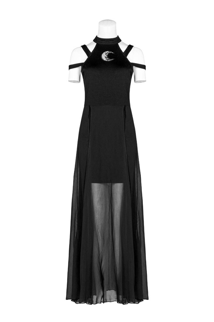 Lunar Printed Mesh Stitching Long Gothic Dress