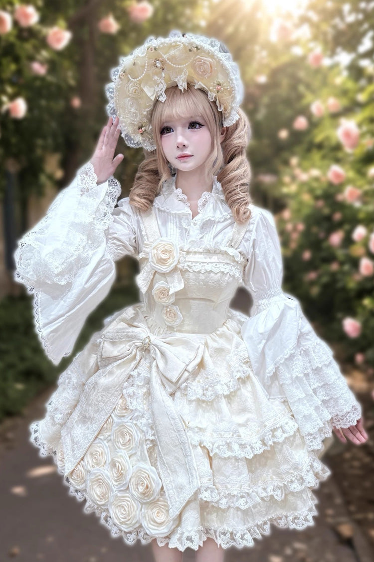 Rose of Confession Elegant Asymmetric Lolita JSK with Lace Details