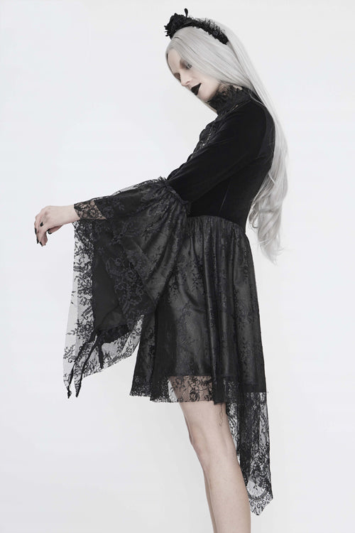 Gothic Dress with Off-Shoulder Beaded Embroidery Chest