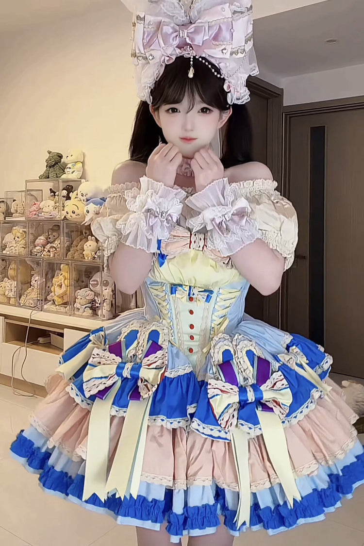 Multi-Layered Lace-Up Ballet Dress - Candy Paper Ribbon × Sleepy Bunny Doll Shop