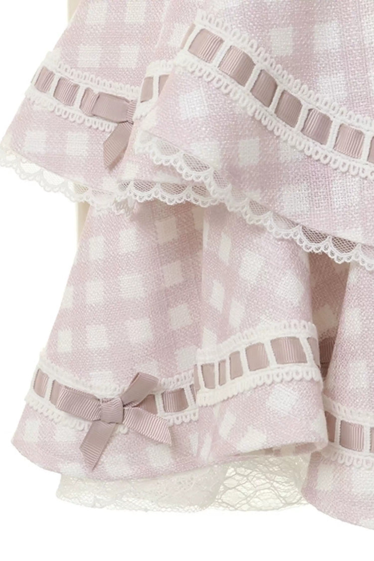 Plaid Ruffle Bow Skirt - Plus Size College Style