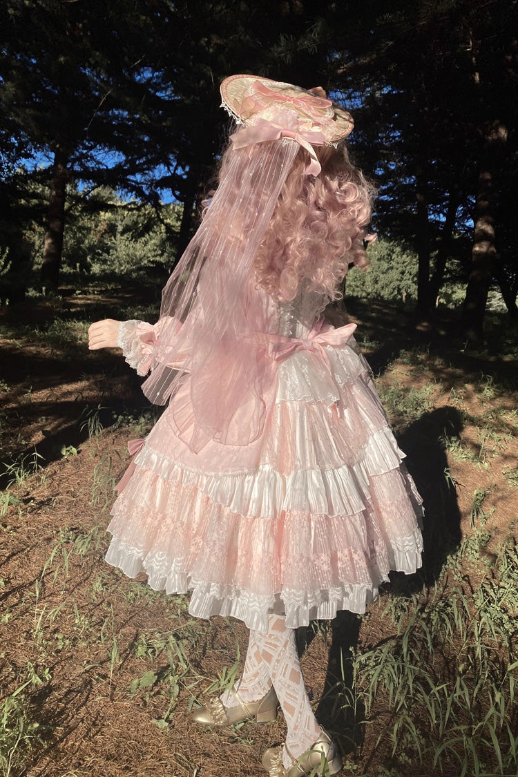 Rose Long-Sleeve Ruffled Bow Layered Lolita Dress