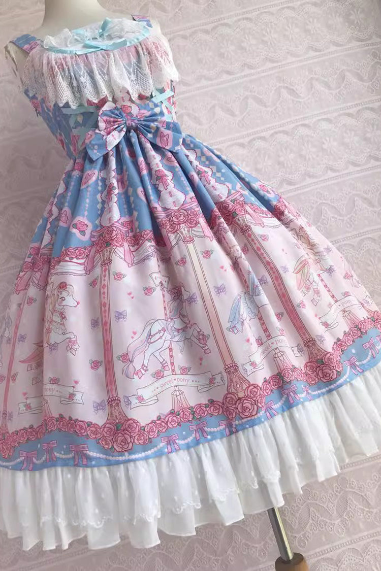 Rose Trojan Print JSK Dress - Ruffle Bow, 3 Colors