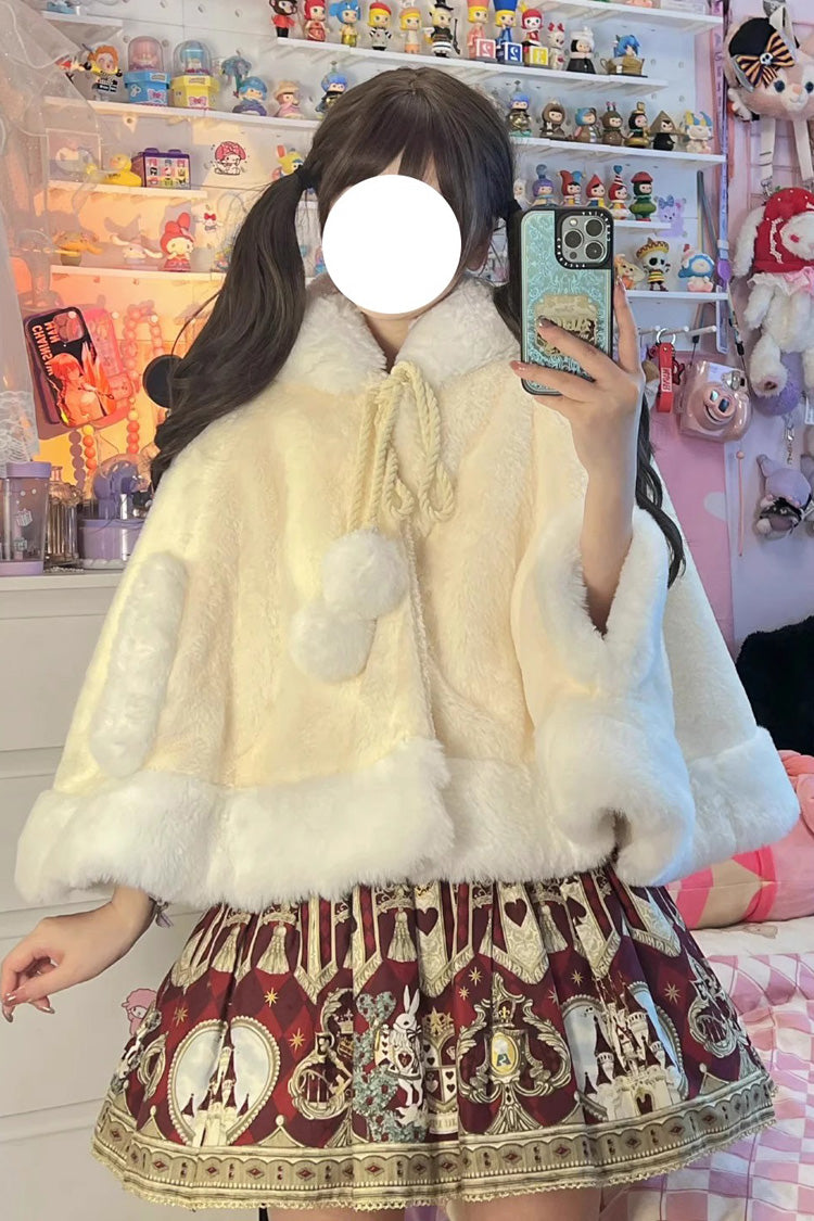 Cream Little Star Wish Cat Ears Hooded Sweet Lolita Cloak Coat