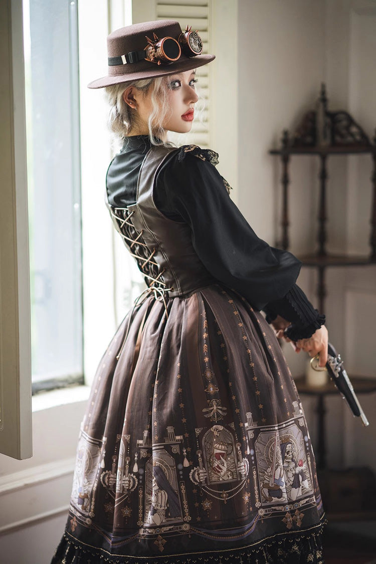 Elegant Ruffled Lolita Skirt with Demon Hunting Print