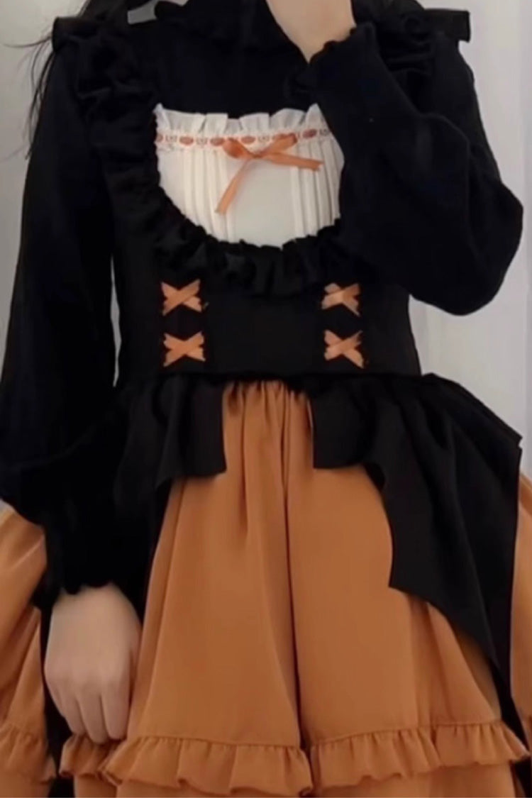 Orange Halloween Starry Witch Layered Ruffle Sweet Jsk Dress