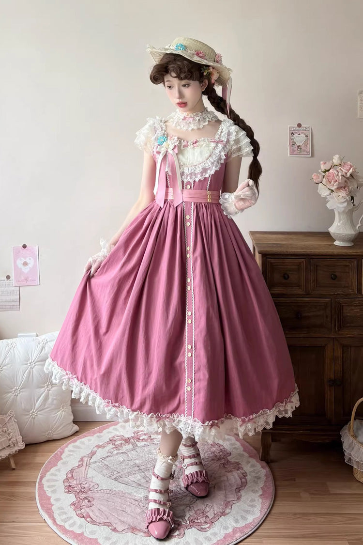 Sakura Spring JSK Dress - Sleeveless, Ruffled Bow, Long