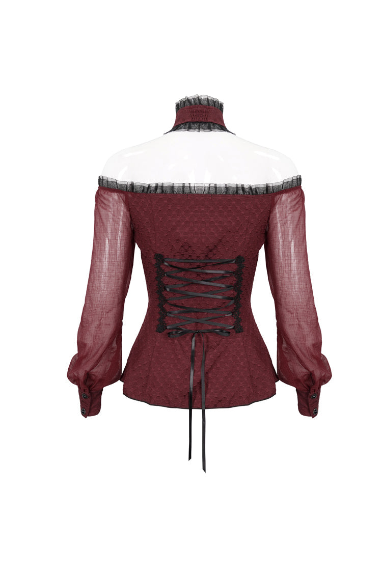 Scarlet Lace Trim Panel Adjustable Back Gothic Shirt