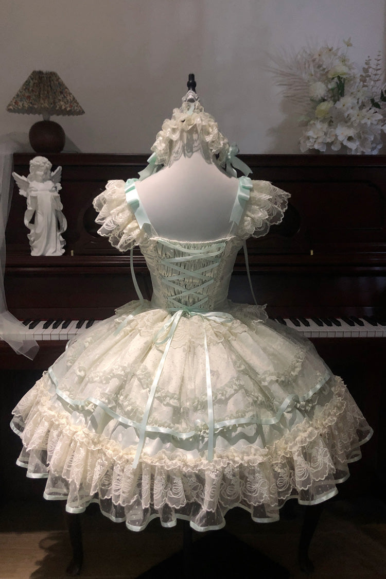 Green Jacquard Bow Lace Princess JSK Dress