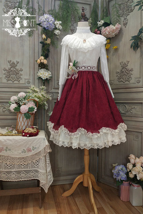 Wine Tulip Multi-Layer Ruffled Classic Lolita Skirt Dress - Altfashion Shop