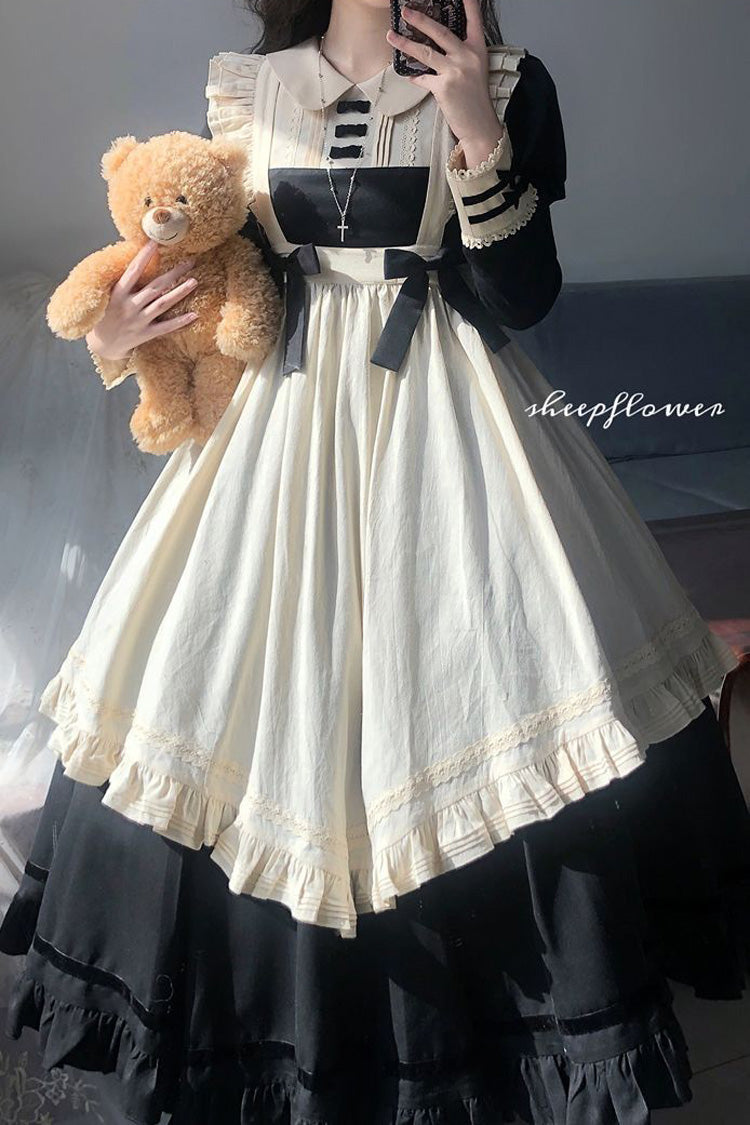 Black Maid Collar Ruffled Short Sleeve Classic Lolita Dress