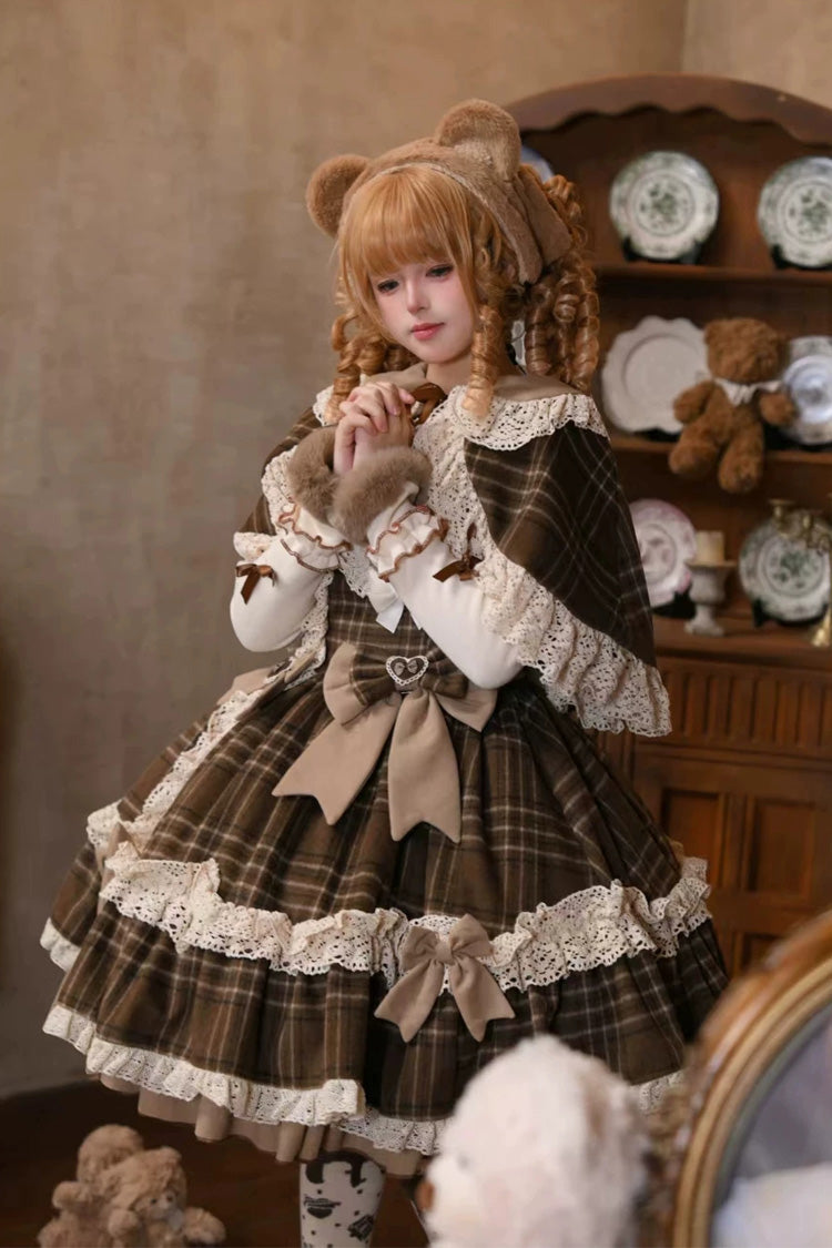 Cocoa Sleeveless Ruffled Bow Print Sweet JSK Dress