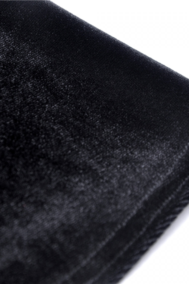 Deep V-Neck Ruched Velvet Lolita Dress with Lace Details
