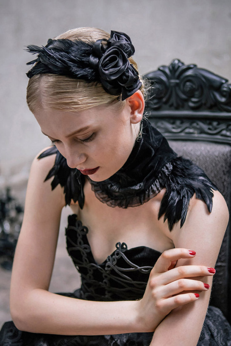 Black Gauze Rose Gothic Hair Accessory for Women