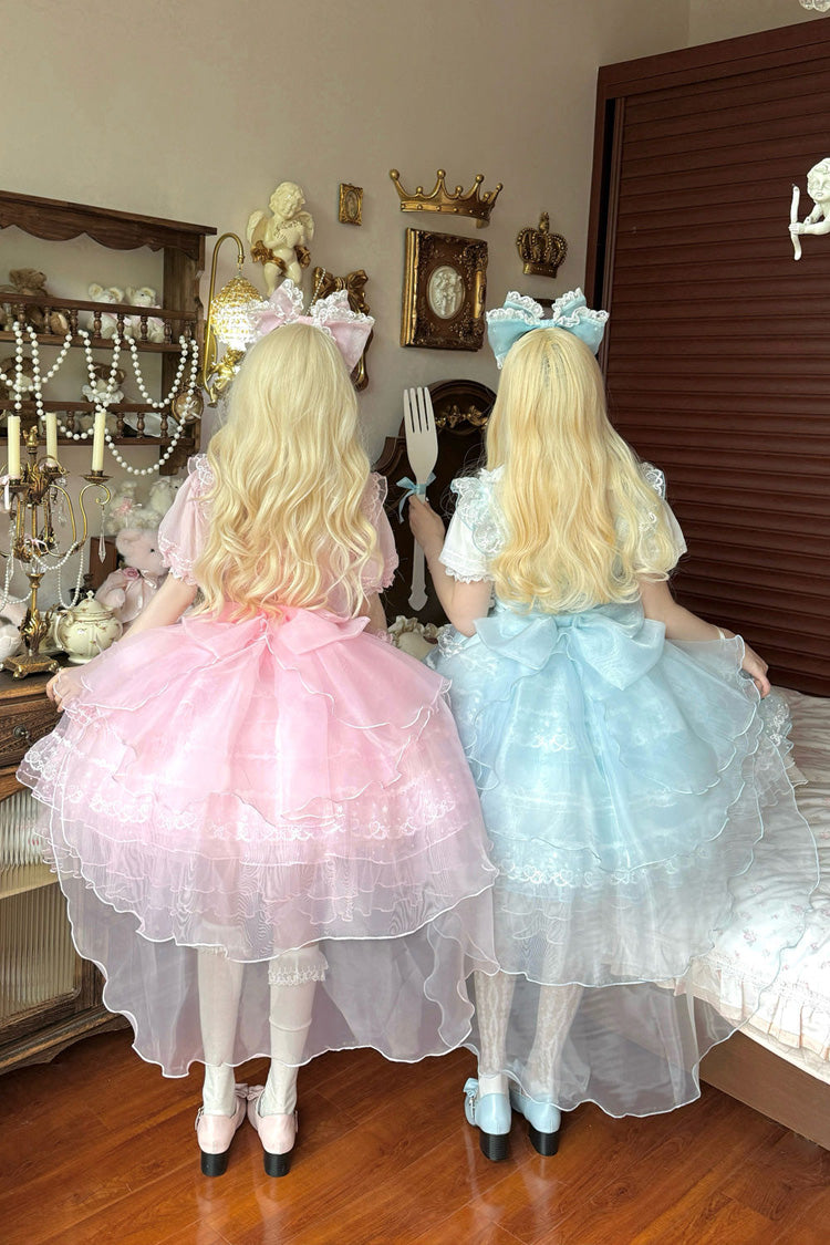 Blue Lotus Butterfly Heart Multi-Layered Ruffle Hanayome Bowknot Lace Sweet Lolita Jsk Dress