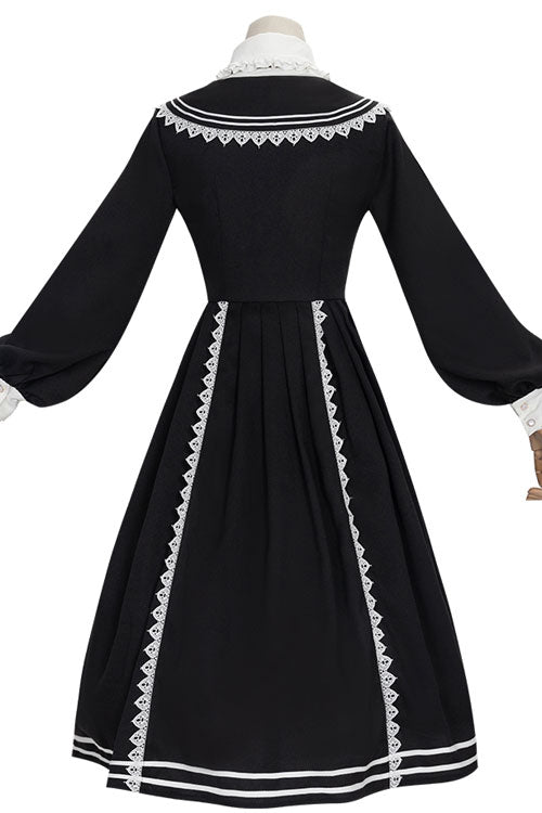 College Style Gothic Lolita Dress with Bowknot & Long Sleeves