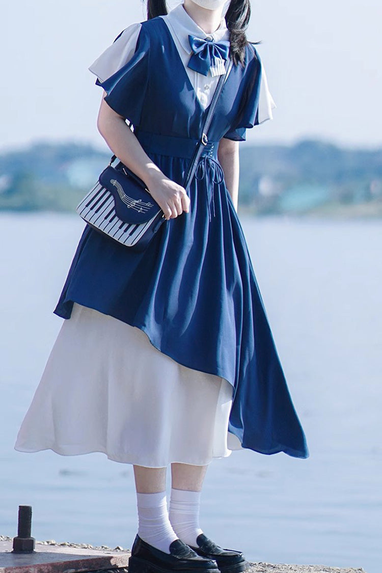 Cerulean and Ivory Piano Note Music Themed Sweet Lolita Shoulder Bag