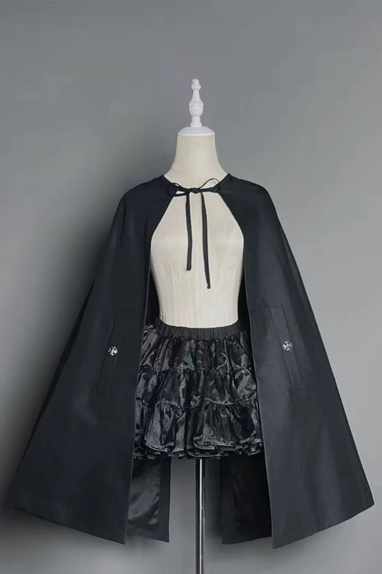 Black Double-Breasted Gothic Lolita Bustier Suspender Dress - Gothic Night Butler